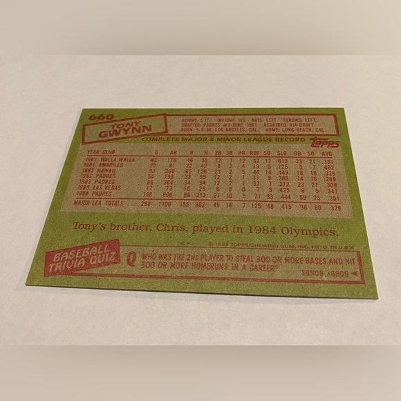 Tony Gwynn 1985 Topps Baseball Card #660 Vintage Collectible - Picture 2 of 3
